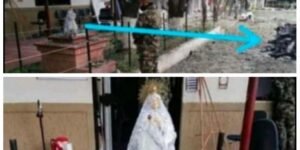 Colombia. Una imagen de la Virgen permanece intacta tras una explosión que causó 30 heridos
