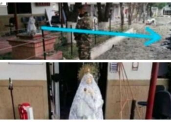 Colombia. Una imagen de la Virgen permanece intacta tras una explosión que causó 30 heridos