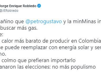 “Irresponsabilidad extrema» es no preservar el gas, el combustible más barato para los pobres: Robledo