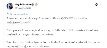 La propuesta surgió luego de que Petro calificara las cárceles de El Salvador como “campos de concentración de población civil” y cuestionara la detención de personas inocentes - crédito @nayibbukele/X