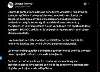 Gustavo Petro - crédito @petrogustavo/X