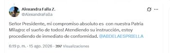 La ministra Alexandra Falla Z. inició la revisión de nombramientos en la cartera de las TIC - crédito @AlexandraFalla/X