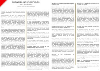Comunicado de Nelfy Melo Morales